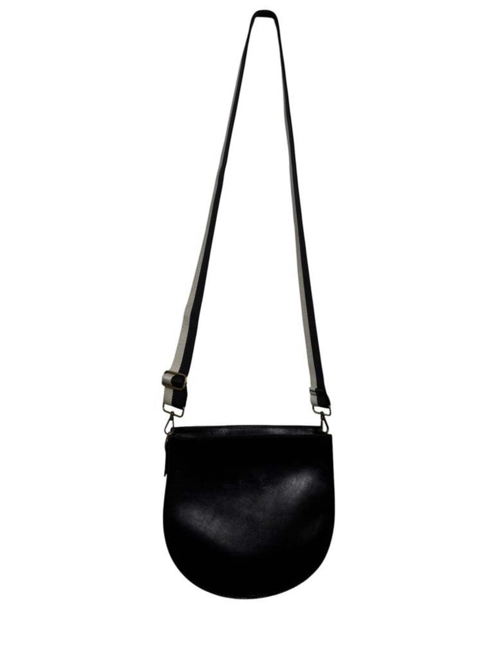 Madewell Transport Saddlebag Black Leather Crossbody Bag Webbed Strap saddle